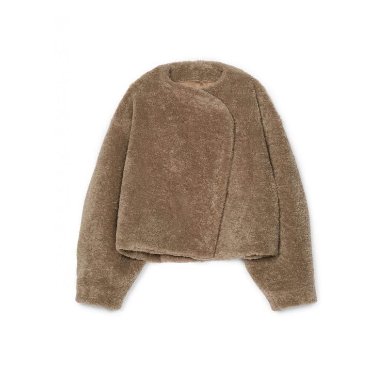 画像12: Women's  faux fur buttonless short lapel plush coat  ベラックフェイクファーボタンレスショートラペルコート ジャケット (12)