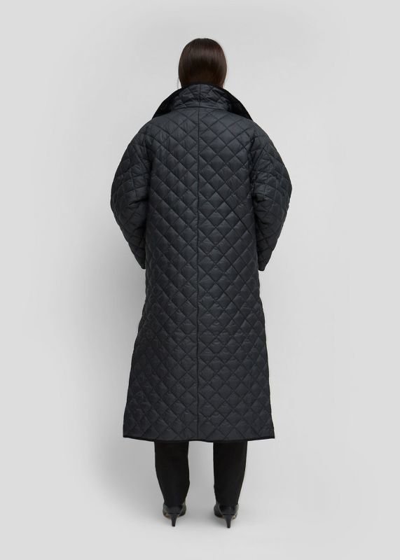 画像4: Women's quilted side slitLlong Coat    キルティング薄手ダウンロングコート (4)
