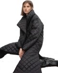 画像1: Women's quilted side slitLlong Coat    キルティング薄手ダウンロングコート (1)