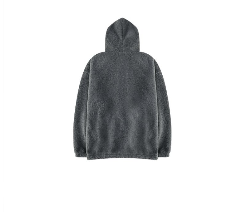 画像3: men's Lamb wool sweater men and women Oversize hooded sweater  blouson ユニセッ クス男女兼用 オーバーサイズボア フリースフーディーパーカー ブルゾン (3)