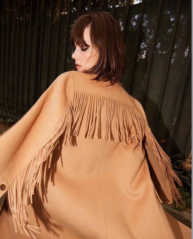 画像7: Women's double-sided woolen suit collar fringed wool long coat 　バックフリンジ付きダブルロングコート　ジャケット (7)