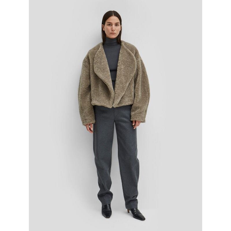 画像7: Women's  faux fur buttonless short lapel plush coat  ベラックフェイクファーボタンレスショートラペルコート ジャケット (7)