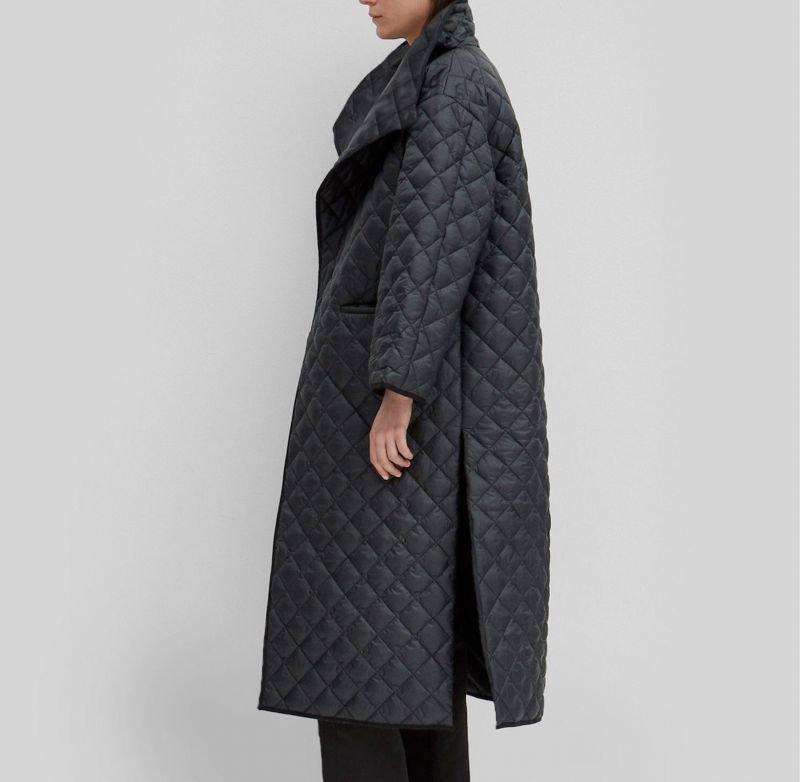 画像9: Women's quilted side slitLlong Coat    キルティング薄手ダウンロングコート (9)