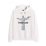 画像4:  men's  men and women round neck thug life Hoodie Parkersweatshirt sweater ユニセックス男女兼用 キリストプリントフーディーパーカースウェット　トレーナー (4)