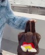 画像5: Woman’s mink fur straw bag bucket bag far Bags リアルミンクファーハートモチーフトート バッグ  (5)