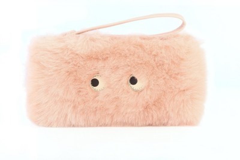 画像3: Woman’s  fur Handle Zipper eyeball Clutch Bag Mobile Phone Bag  アイボール付きファークラッチトート バッグ  (3)