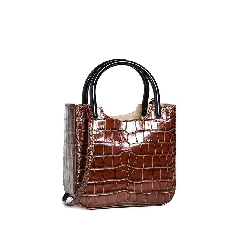 画像12: Woman’s Acrylic portable retro crocodile pattern bag Bucket Bags クロコダイルパターンレザーバケッバッグ トート ショルダークロスボディーバッグ  (12)