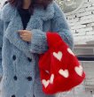 画像4: Woman’s mink fur straw bag bucket bag far Bags リアルミンクファーハートモチーフトート バッグ  (4)