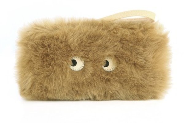 画像1: Woman’s  fur Handle Zipper eyeball Clutch Bag Mobile Phone Bag  アイボール付きファークラッチトート バッグ  (1)