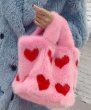画像2: Woman’s mink fur straw bag bucket bag far Bags リアルミンクファーハートモチーフトート バッグ  (2)