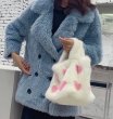 画像7: Woman’s mink fur straw bag bucket bag far Bags リアルミンクファーハートモチーフトート バッグ  (7)