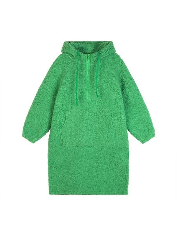 画像4:  Women's  long- Over Size Loose Hooded Sweater dress coat ひざ下ロング丈オーバーサイズフーディードレス　ワンピース　コート (4)