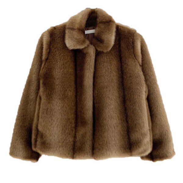Women's imitation mink warm short fur coat jacket エコミンクファー