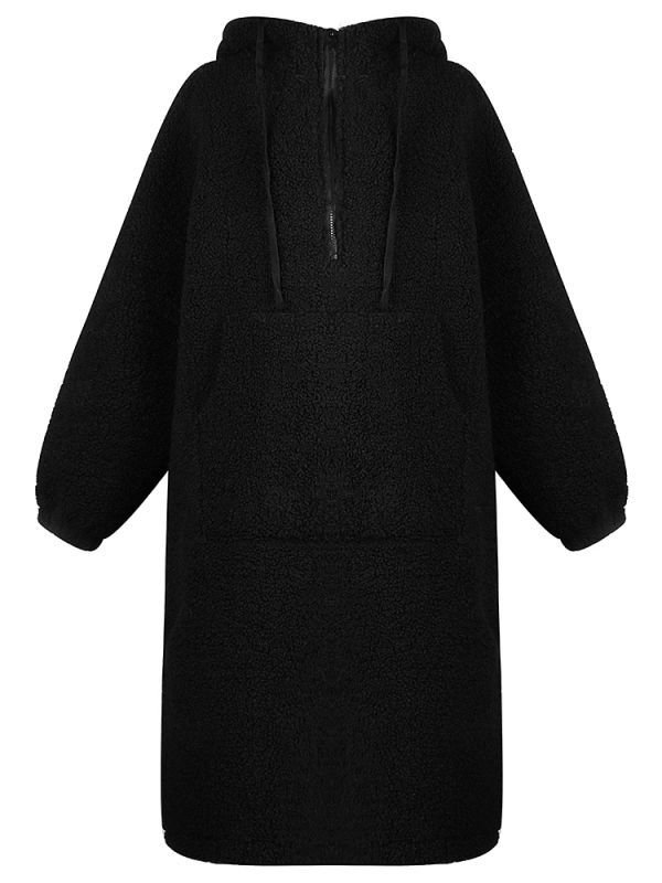 画像2:  Women's  long- Over Size Loose Hooded Sweater dress coat ひざ下ロング丈オーバーサイズフーディードレス　ワンピース　コート (2)