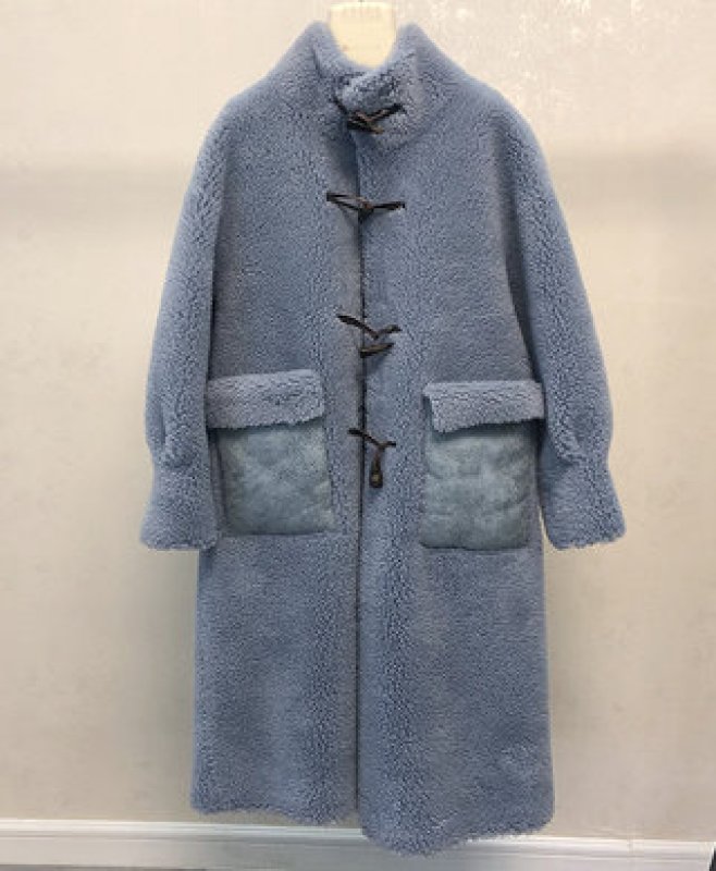 画像4: Women's sheep shearling Sheepsiad long duffel coat ソフトウールシープシアドロングコダッフコート (4)