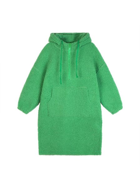 画像1:  Women's  long- Over Size Loose Hooded Sweater dress coat ひざ下ロング丈オーバーサイズフーディードレス　ワンピース　コート (1)