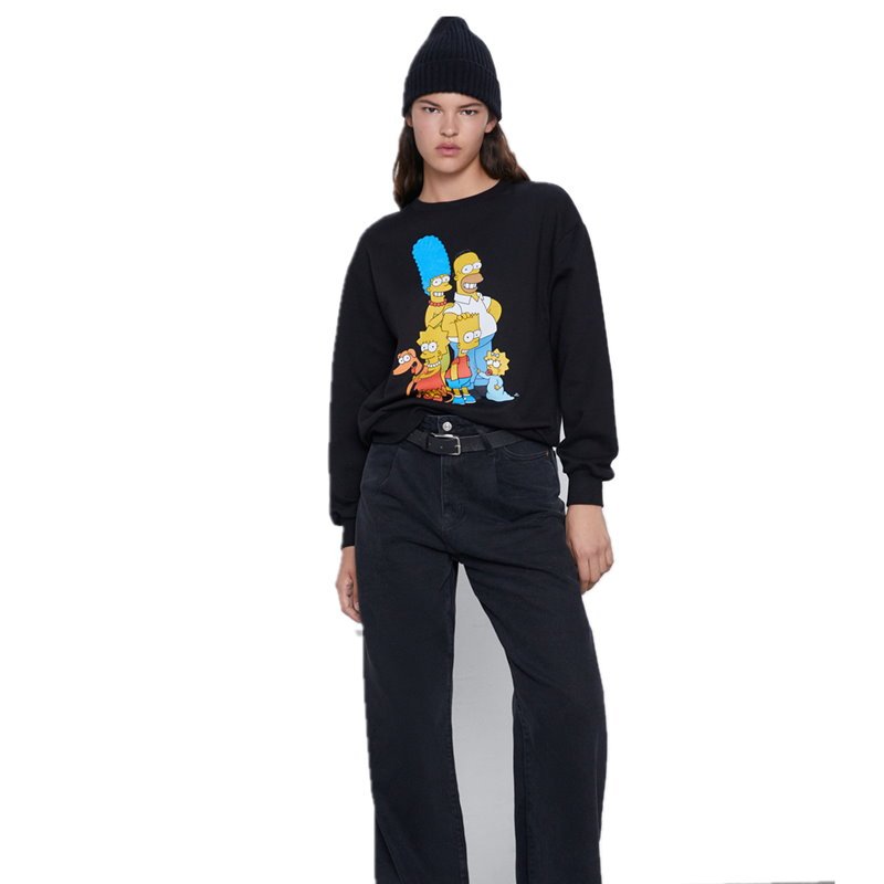画像4: Women's  round neck Simpson print plus velvet sweater  pullover ラウンドネックシンプソンプリントプラスベルベットスウェット トレーナーセーター プルオーバー  (4)