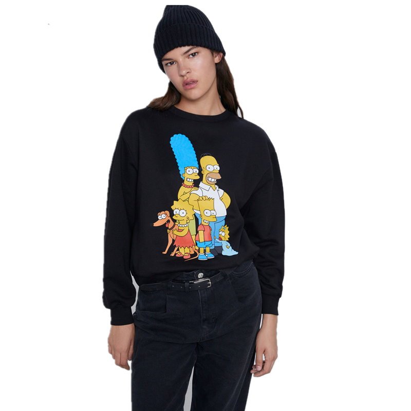 画像2: Women's  round neck Simpson print plus velvet sweater  pullover ラウンドネックシンプソンプリントプラスベルベットスウェット トレーナーセーター プルオーバー  (2)