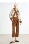 画像2: Women's  Contrast Grain Fleece Single-Breasted Short Coat Jacket Coat  バイカラーシープスキンハーフコート　ジャケット (2)