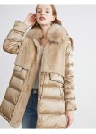 画像5: Women's Fur Collar Splicing Fake Two Slim Down Jacket Coat  ファーカラーリアルファーダウンコート　ジャケット (5)