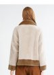 画像4: Women's  Contrast Grain Fleece Single-Breasted Short Coat Jacket Coat  バイカラーシープスキンハーフコート　ジャケット (4)