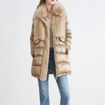 画像3: Women's Fur Collar Splicing Fake Two Slim Down Jacket Coat  ファーカラーリアルファーダウンコート　ジャケット (3)