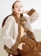 画像3: Women's  Contrast Grain Fleece Single-Breasted Short Coat Jacket Coat  バイカラーシープスキンハーフコート　ジャケット (3)