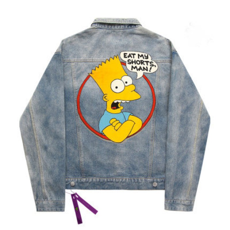 画像2: men'sThe Simpsons casual denim jacket 　ユニセックス男女兼用バックシンプソンプリントデニムジャケットブルゾンGジャン　コート (2)
