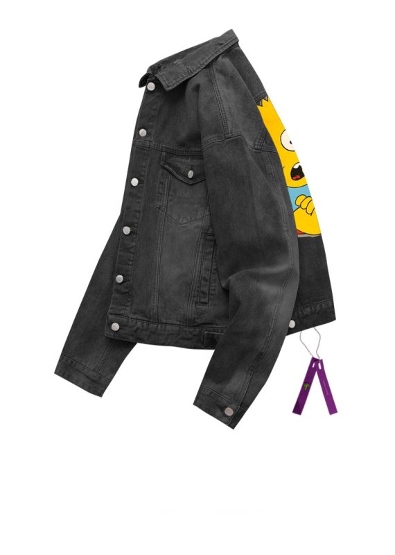 画像7: men'sThe Simpsons casual denim jacket 　ユニセックス男女兼用バックシンプソンプリントデニムジャケットブルゾンGジャン　コート (7)