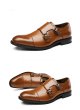 画像4: Men's  Leather Brock engraved buckle British formal dress shoesレザーブロックモンクシューズ ローファー スリッポンシューズ　 (4)