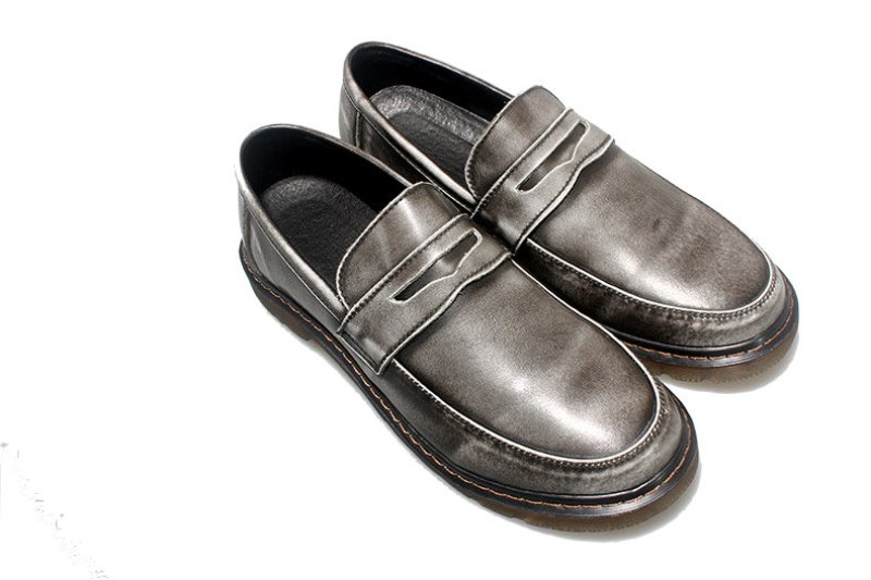 画像2: Men's Leather slip-on British loafers shoes レザーラバーソールスリッポンブリティッシュローファーシューズ　 (2)
