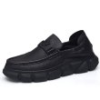 画像1: Men's Leather top layer cowhide leather loafers shoes slip-on 厚底レザーソールスリッポンブリティッシュローファーシューズ　 (1)