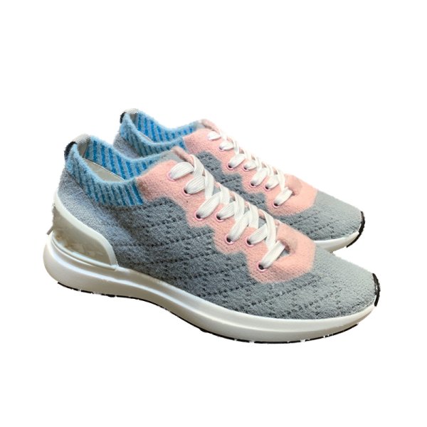 画像1:  women's socks knitted fiber stretch color matching sports casual shoes sneaker shoes  モコモコファイバーレースアップソックスブーツ スニーカー (1)