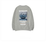 画像1:  men's  men and women oversize back print crew neck sweater ユニセックス 男女兼用 クッキーモンスター Cookie Monster オーバーサイズ バックプリント グレー トレーナー　プルオーバー (1)