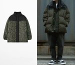画像3: men's  green military style leopard camouflage coat stand collar men and women ユニセックス男女兼用レオパード豹柄ダウンコートジャケット (3)