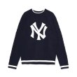 画像1:  men's  men and women oversize NY knitted large LOGO round neck sweater crew neck sweaterユニセックス男女兼用オーバーサイズNYロゴプリントセーター　プルオーバー (1)