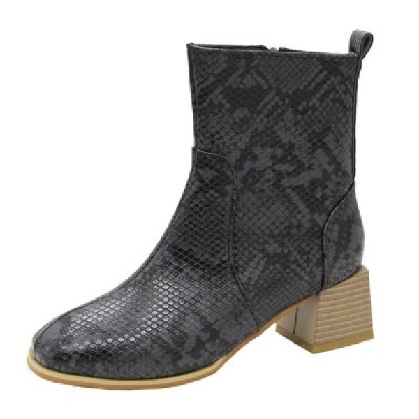 画像1: Women's Short Chelsea elastic strech boots snake pattern Martin boots  ankle boots スネーク柄ショートシンプルマーチンブーツ ブーティブーツ アンクル (1)