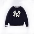 画像5:  men's  men and women oversize NY knitted large LOGO round neck sweater crew neck sweaterユニセックス男女兼用オーバーサイズNYロゴプリントセーター　プルオーバー (5)