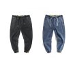 画像2:  Men's elastic waist stretch loose feet jeans  Pants メンズルーズウエストストレッチデニムパンツ ジーンズ (2)