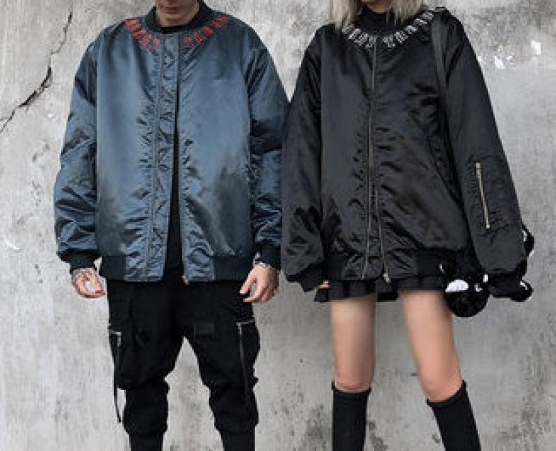 画像4: men's oversize  Baseball Jacket blouson　ユニセッ クス男女兼用レター刺繍スカジャン スタジャン ジャケット (4)