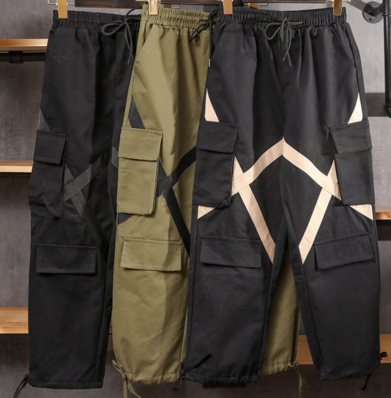 画像9:  Men's cross-colored overalls Harem pants loose  Pants メンズクロス付きルーズパンツ  (9)