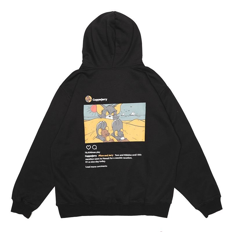 画像1: men's  men and women Tom and Jerry back print hoodie sweater ユニセックス男女兼用 トム＆ジェリープリント スウェット パーカー トレーナー (1)