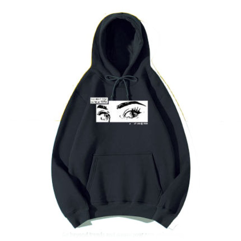画像4:  Unisex black eye  Round  Streetwear Hoodie Pullover ユニセックス 男女兼用ブラックアイ ヘップバーンプリントフード付パーカー  (4)