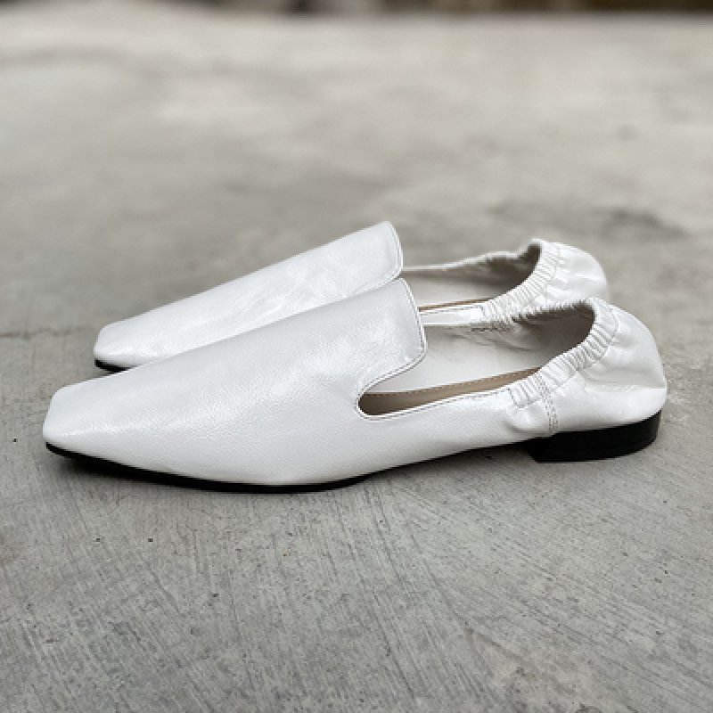 画像2: women's square head single shoes leather shoes slip-ons フラットソフトレザースクエアヘッドシングルシューズ レザーローファー パンプス (2)