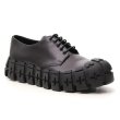 画像1: women's zigzag thick bottom lace-up small leather shoes slip-ons  レースアップ厚底レザーローファー パンプス (1)