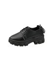 画像6: women's Lace-up platform shoes British loafers slip-ons  レースアップ厚底レザーローファー パンプス バックレースアップリボン (6)