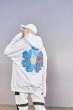 画像7:  men's  daisy sun flower loose round neck hooded sweater ユニセックス男女兼用デイジーフラワーバックプリントフーディーパーカー　トレーナー (7)