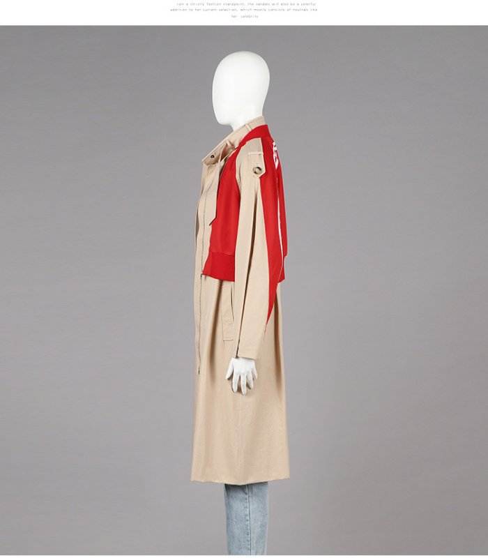 画像6: New khaki stitching trench coat long coat   ステッチトレンチコートロングコート (6)