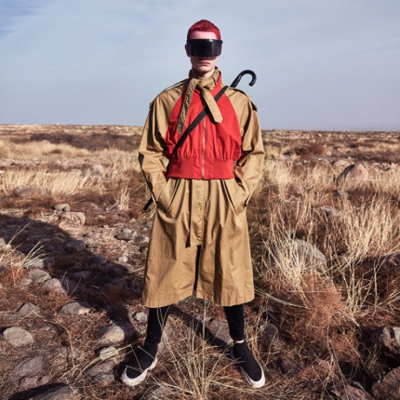 画像2: New khaki stitching trench coat long coat   ステッチトレンチコートロングコート (2)