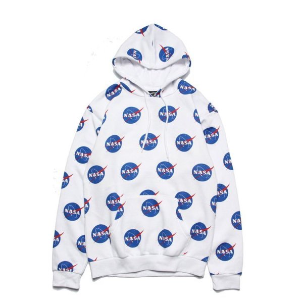 画像1:  men's NASA printing  loose round neck hooded sweater ユニセックス男女兼用NASAナサプリントフーディーパーカー　トレーナー (1)